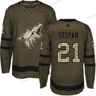 Adidas Herren Arizona Coyotes #21 Derek Stepan Salute to Service Strickerei NHL Trikots – Grün