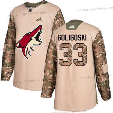 Adidas Herren Arizona Coyotes #33 Alex Goligoski Authentisch 2017 Veterans Day Strickerei NHL Trikots – Tarnfarbe