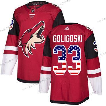 Adidas Herren Arizona Coyotes #33 Alex Goligoski Heimtrikots Authentisch USA Flag Strickerei NHL Trikots – Rot