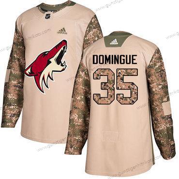 Adidas Herren Arizona Coyotes #35 Louis Domingue Authentisch 2017 Veterans Day Strickerei NHL Trikots – Tarnfarbe