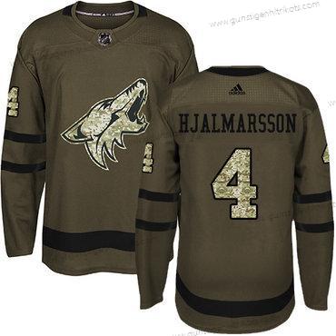 Adidas Herren Arizona Coyotes #4 Niklas Hjalmarsson Salute to Service Strickerei NHL Trikots – Grün