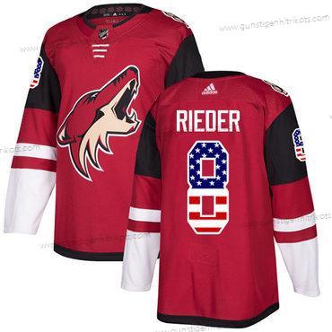 Adidas Herren Arizona Coyotes #8 Tobias Rieder Heimtrikots Authentisch USA Flag Strickerei NHL Trikots – Rot