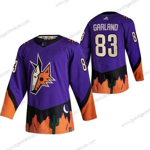 Adidas Herren Arizona Coyotes #83 Conor Garland 2020-21 Rückseite Retro ersatzweise NHL Trikots – Lila