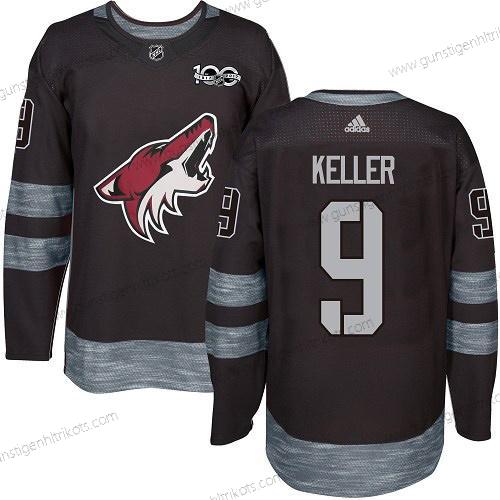 Adidas Herren Arizona Coyotes #9 Clayton Keller 1917-2017 100th Jahrestag Strickerei NHL Trikots – Schwarz