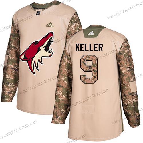 Adidas Herren Arizona Coyotes #9 Clayton Keller Authentisch 2017 Veterans Day Strickerei NHL Trikots – Tarnfarbe