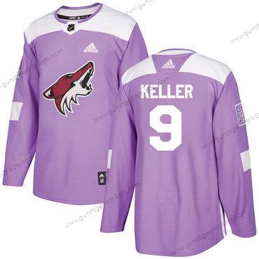 Adidas Herren Arizona Coyotes #9 Clayton Keller Authentisch Bekämpft Krebs Strickerei NHL Trikots – Lila