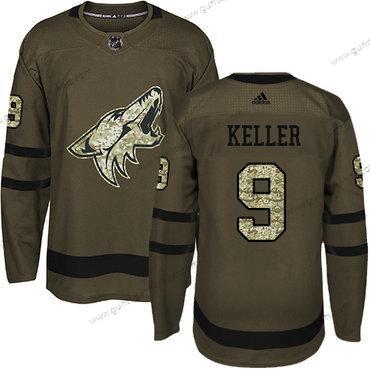 Adidas Herren Arizona Coyotes #9 Clayton Keller Salute to Service Strickerei NHL Trikots – Grün