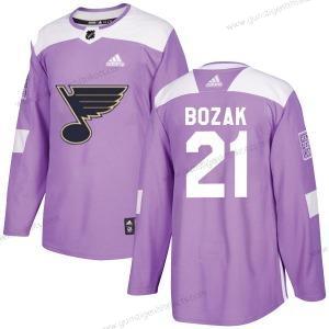 Adidas Herren Authentisch St. Louis Blues #21 Tyler Bozak Hockey Bekämpft Krebs Official Trikots – Lila