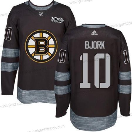 Adidas Herren Boston Bruins #10 Anders Bjork 1917-2017 100th Jahrestag Strickerei NHL Trikots – Schwarz