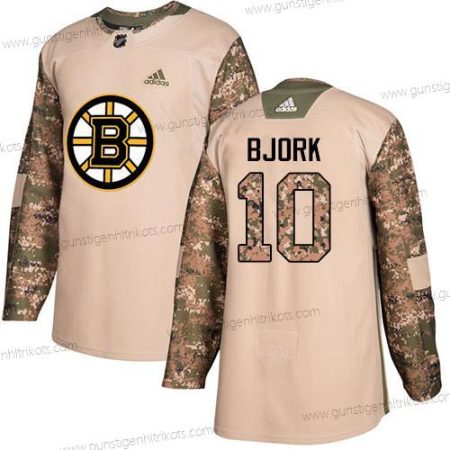 Adidas Herren Boston Bruins #10 Anders Bjork Authentisch 2017 Veterans Day Strickerei NHL Trikots – Tarnfarbe