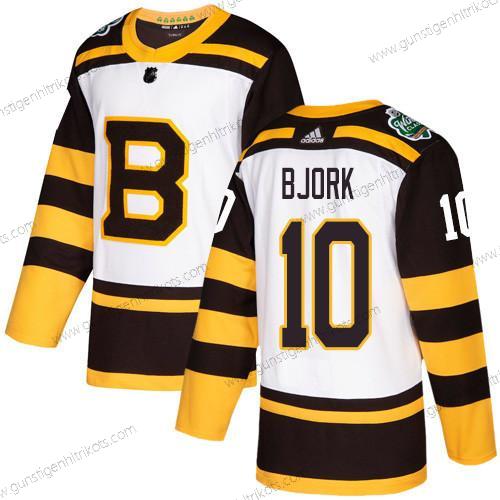 Adidas Herren Boston Bruins #10 Anders Bjork Authentisch 2019 Winter Klassisch Strickerei NHL Trikots – Weiß