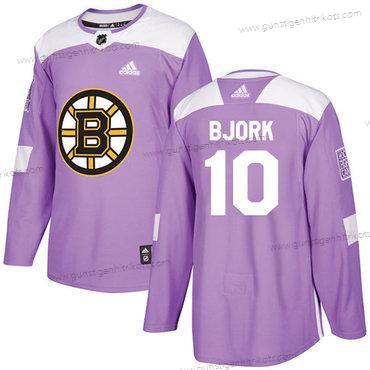 Adidas Herren Boston Bruins #10 Anders Bjork Authentisch Bekämpft Krebs Strickerei NHL Trikots – Lila