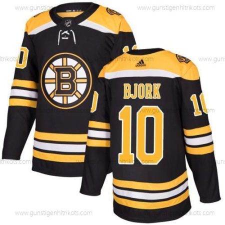 Adidas Herren Boston Bruins #10 Anders Bjork Heimtrikots Authentisch Strickerei NHL Trikots – Schwarz