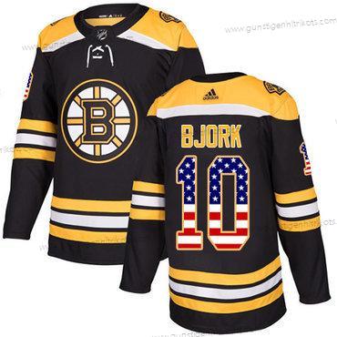 Adidas Herren Boston Bruins #10 Anders Bjork Heimtrikots Authentisch USA Flag Strickerei NHL Trikots – Schwarz