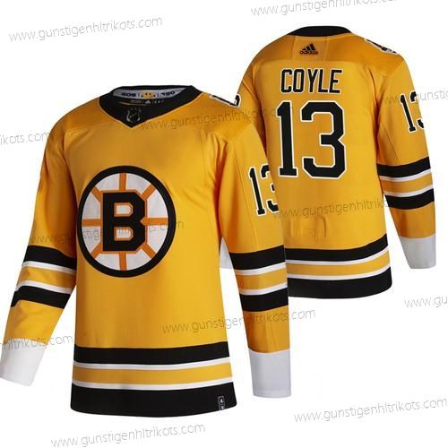 Adidas Herren Boston Bruins #13 Charlie Coyle 2020-21 Rückseite Retro ersatzweise NHL Trikots – Gelb