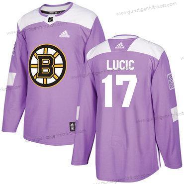 Adidas Herren Boston Bruins #17 Milan Lucic Authentisch Bekämpft Krebs Strickerei NHL Trikots – Lila