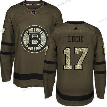 Adidas Herren Boston Bruins #17 Milan Lucic Salute to Service Strickerei NHL Trikots – Grün