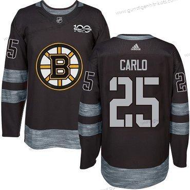 Adidas Herren Boston Bruins #25 Brandon Carlo 1917-2017 100th Jahrestag Strickerei NHL Trikots – Schwarz