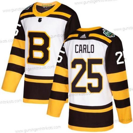 Adidas Herren Boston Bruins #25 Brandon Carlo Authentisch 2019 Winter Klassisch Strickerei NHL Trikots – Weiß