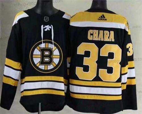 Adidas Herren Boston Bruins #33 Zdeno Chara 2017-2018 Hockey Strickerei NHL Trikots – Schwarz