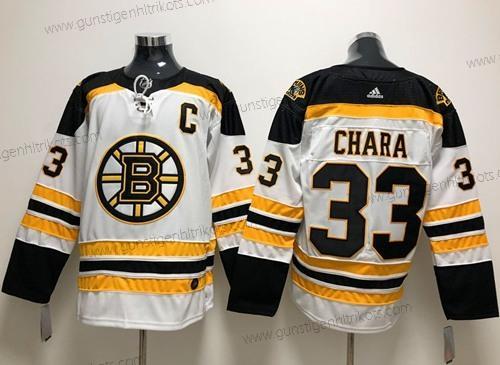 Adidas Herren Boston Bruins #33 Zdeno Chara Road Authentisch Strickerei NHL Trikots – Weiß