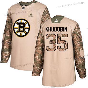 Adidas Herren Boston Bruins #35 Anton Khudobin Authentisch 2017 Veterans Day Strickerei NHL Trikots – Tarnfarbe