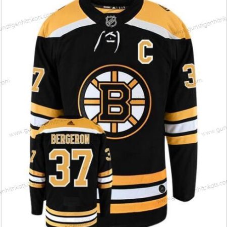 Adidas Herren Boston Bruins #37 Patrice Bergeron With C Patch Authentisch Heimtrikots NHL Hockey Trikots – Schwarz Gelb