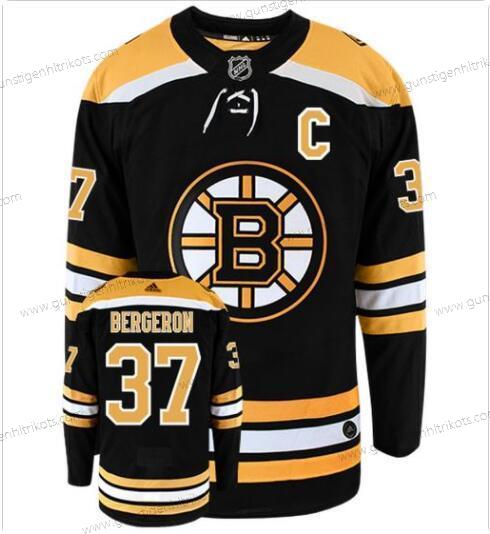 Adidas Herren Boston Bruins #37 Patrice Bergeron With C Patch Authentisch Heimtrikots NHL Hockey Trikots – Schwarz Gelb