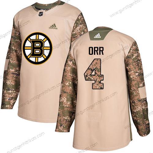 Adidas Herren Boston Bruins #4 Bobby Orr Authentisch 2017 Veterans Day Strickerei NHL Trikots – Tarnfarbe