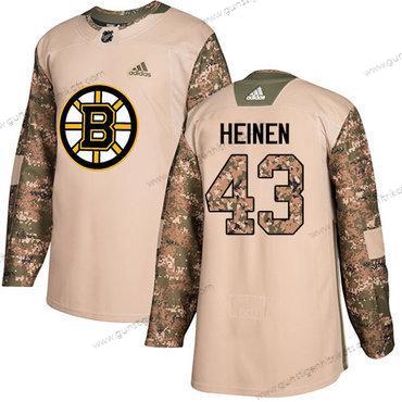 Adidas Herren Boston Bruins #43 Danton Heinen Authentisch 2017 Veterans Day Strickerei NHL Trikots – Tarnfarbe