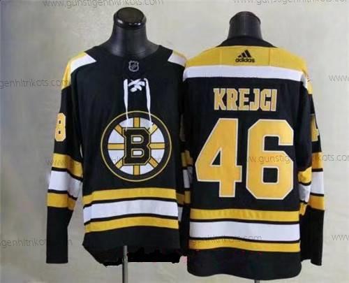 Adidas Herren Boston Bruins #46 David Krejci 2017-2018 Hockey Strickerei NHL Trikots – Schwarz