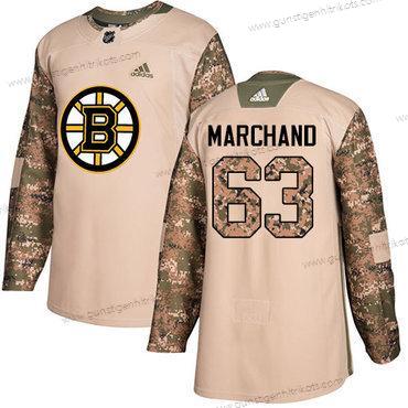 Adidas Herren Boston Bruins #63 Brad Marchand Authentisch 2017 Veterans Day Strickerei NHL Trikots – Tarnfarbe