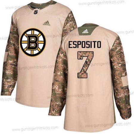 Adidas Herren Boston Bruins #7 Phil Esposito Authentisch 2017 Veterans Day Strickerei NHL Trikots – Tarnfarbe