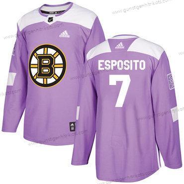 Adidas Herren Boston Bruins #7 Phil Esposito Authentisch Bekämpft Krebs Strickerei NHL Trikots – Lila