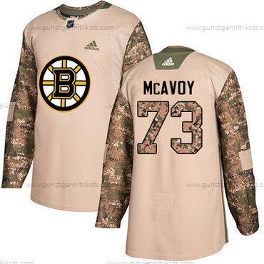 Adidas Herren Boston Bruins #73 Charlie Mcavoy Authentisch 2017 Veterans Day Strickerei NHL Trikots – Tarnfarbe