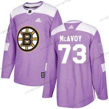 Adidas Herren Boston Bruins #73 Charlie Mcavoy Authentisch Bekämpft Krebs Strickerei NHL Trikots – Lila