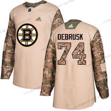 Adidas Herren Boston Bruins #74 Jake Debrusk Authentisch 2017 Veterans Day Strickerei NHL Trikots – Tarnfarbe