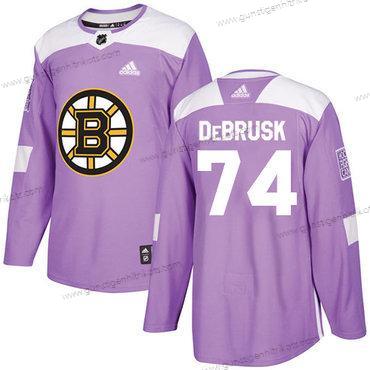 Adidas Herren Boston Bruins #74 Jake Debrusk Authentisch Bekämpft Krebs Strickerei NHL Trikots – Lila