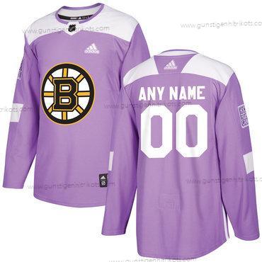 Adidas Herren Boston Bruins Personalisiertes Hockey Bekämpft Krebs Praxis Trikots – Lila Rosa