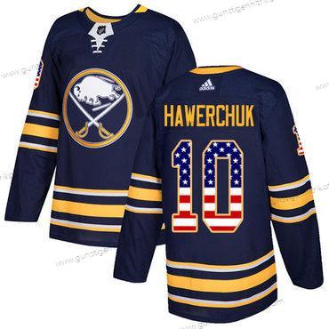 Adidas Herren Buffalo Sabres #10 Dale Hawerchuk Heimtrikots Authentisch USA Flag Strickerei NHL Trikots – Marineblau Blau