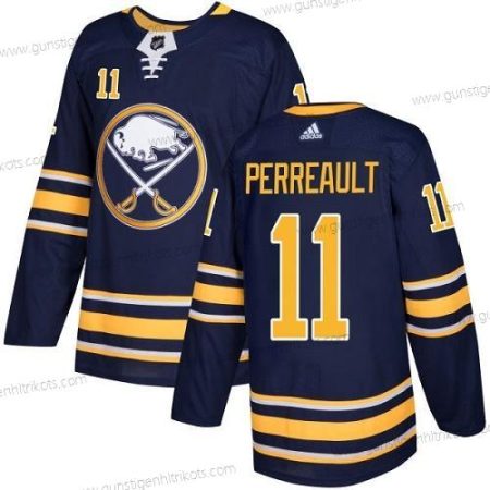 Adidas Herren Buffalo Sabres #11 Gilbert Perreault Heimtrikots Authentisch Strickerei NHL Trikots – Marineblau Blau