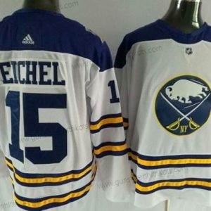 Adidas Herren Buffalo Sabres #15 Jack Eichel Road Authentisch Strickerei NHL Trikots – Weiß