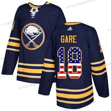 Adidas Herren Buffalo Sabres #18 Danny Gare Heimtrikots Authentisch USA Flag Strickerei NHL Trikots – Marineblau Blau