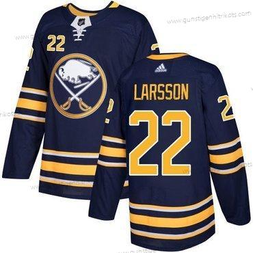 Adidas Herren Buffalo Sabres #22 Johan Larsson Heimtrikots Authentisch Strickerei NHL Trikots – Marineblau Blau