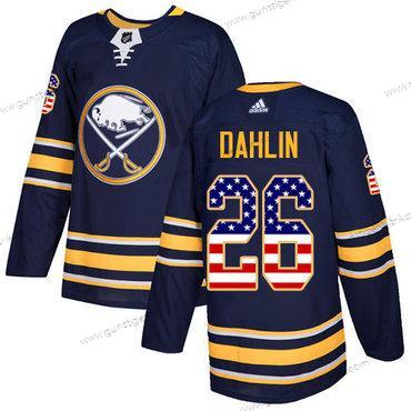 Adidas Herren Buffalo Sabres #26 Rasmus Dahlin Heimtrikots Authentisch USA Flag Strickerei NHL Trikots – Marineblau Blau