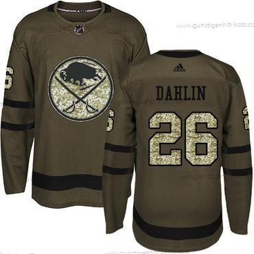 Adidas Herren Buffalo Sabres #26 Rasmus Dahlin Salute to Service Strickerei NHL Trikots – Grün