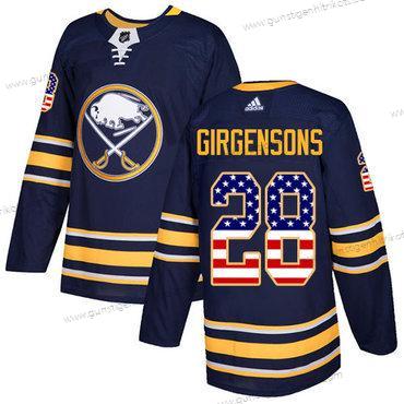 Adidas Herren Buffalo Sabres #28 Zemgus Girgensons Heimtrikots Authentisch USA Flag Strickerei NHL Trikots – Marineblau Blau