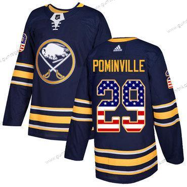 Adidas Herren Buffalo Sabres #29 Jason Pominville Heimtrikots Authentisch USA Flag Strickerei NHL Trikots – Marineblau Blau