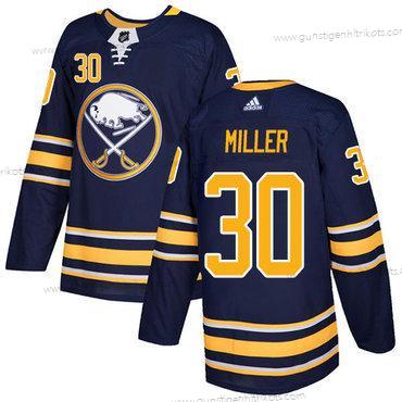 Adidas Herren Buffalo Sabres #30 Ryan Miller Heimtrikots Authentisch Strickerei NHL Trikots – Marineblau Blau