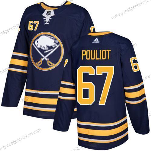 Adidas Herren Buffalo Sabres #67 Benoit Pouliot Heimtrikots Authentisch Strickerei NHL Trikots – Marineblau Blau